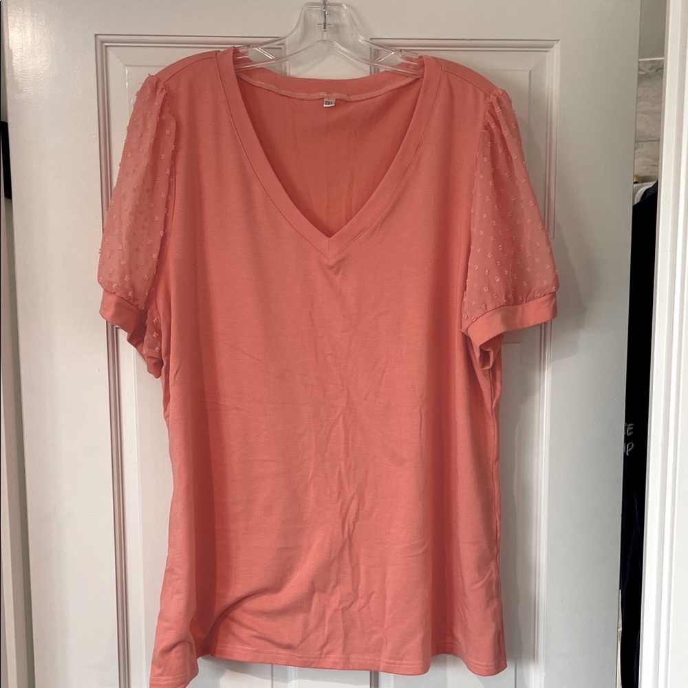 Women's Coral V-Neck Top